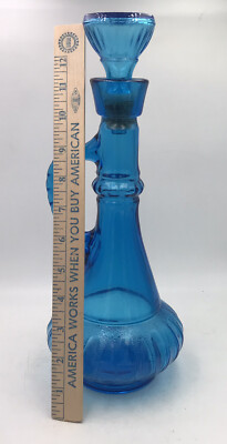 Blue Genie Bottle Decanter McGill Canadian Whiskey Liquor Bottle 13  Vintage