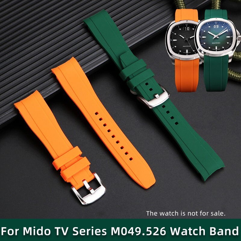 For Mido TV Multifort M049526 Arc MmouthSilicone Strap 22mm