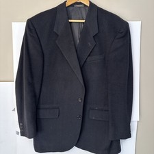 Vintage BACHRACH Mens 42R Cashmere Blend Single Breasted Blazer Black Jacket