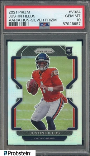 2021 Panini Silver Prizm Variation #V334 Justin Fields RC Rookie PSA 10 GEM MINT