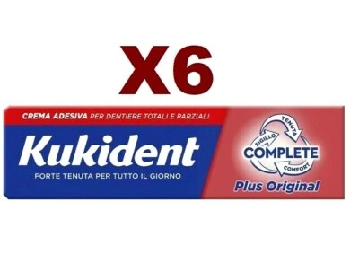 6 PZ KUKIDENT COMPLETE PLUS ORIGINAL CREMA ADESIVA PER PROTESI DENTIERA 40gr.