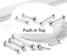 Push In PLAIN BALL Stud - 316L Surgical Steel - Labret Monroe - Choose Size