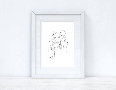 Line Work Woman Cuppa Simple Home Schlafzimmer Ankleidezimmer Wanddeko Druck