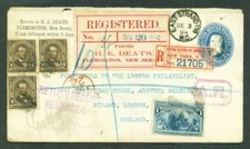 # 254 on NEWLY DISCOVERED EARLY USAGE - NOV 1894 - REG / AR Cover to GB w # 230