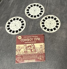 3 VINTAGE VIEWMASTER REELS SLEEVES COWBOY ROY ROGERS GENE AUTRY HOPALONG CASSIDY