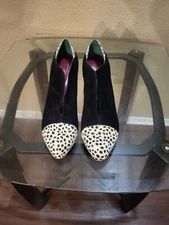 Poetic License London Women's Black &Ivory Suede Shoes, Size 10M,Cond.is V.Gd