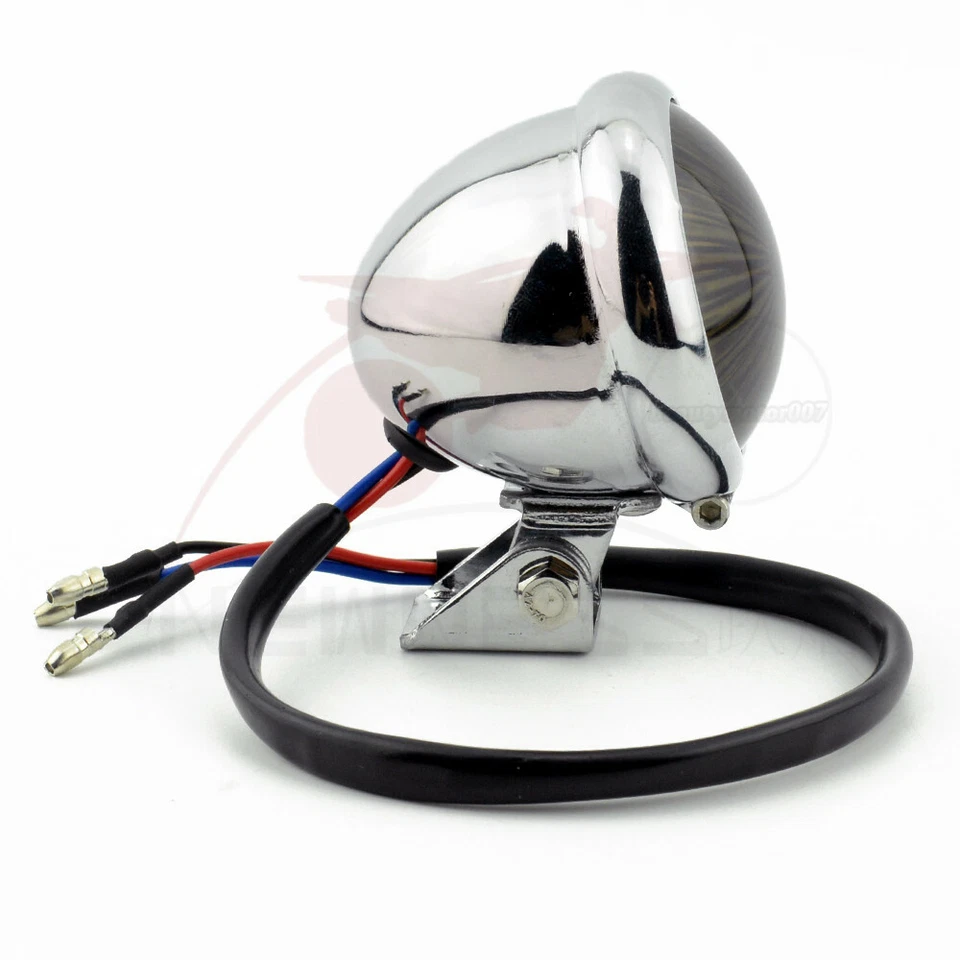 Chrome LED Smoke Brake Tail Light For Harley Chopper Bobber Cafe Racer Custom - Image 3 of 4