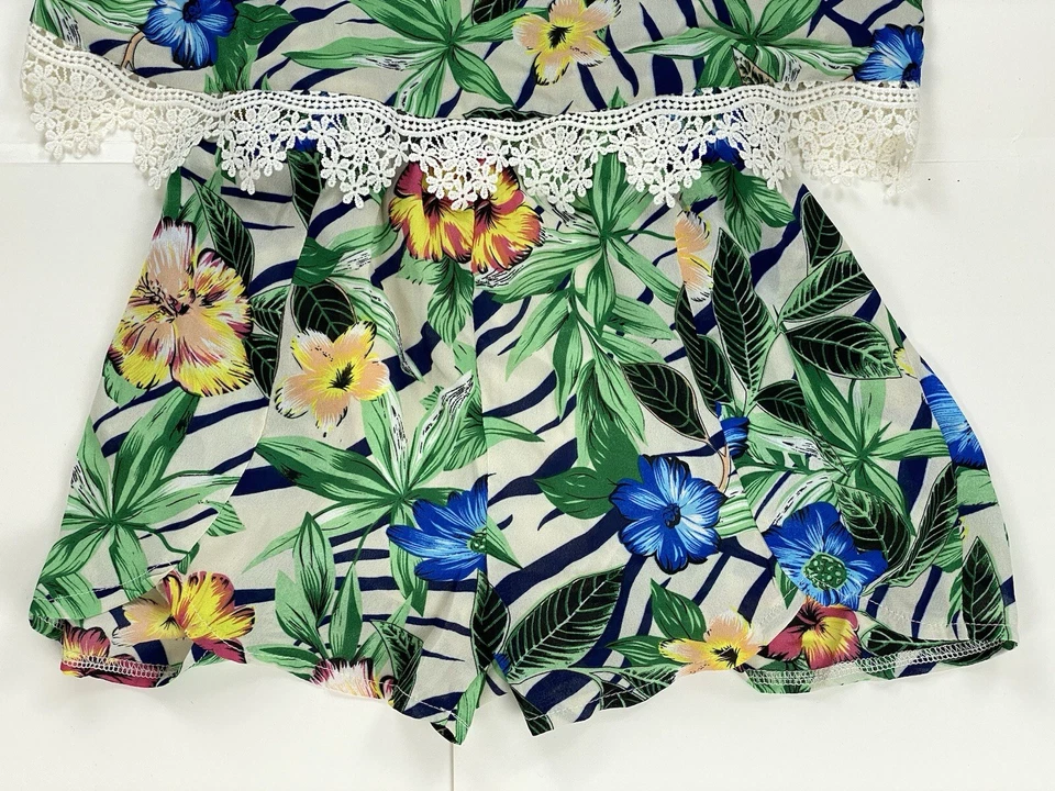 Playsuit Jumpsuit Damen Einteiler Romper Gr. S 36 Mehrfarbig Rückenfrei Blumen - Bild 3 von 4