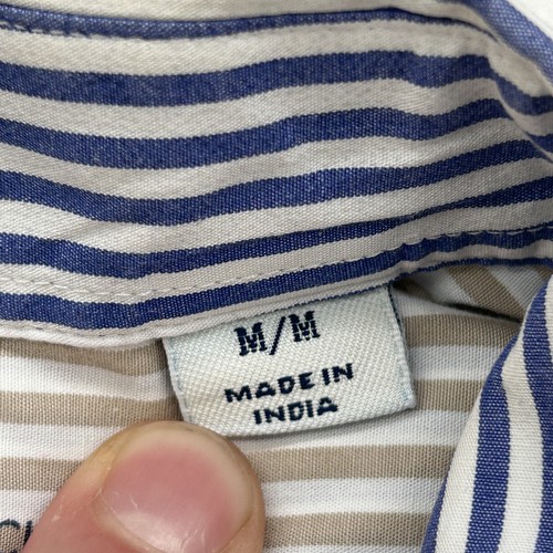 Cutter & Buck Shirt Mens Medium Button Down Striped Blue White CB Crest Logo - Picture 3 of 11