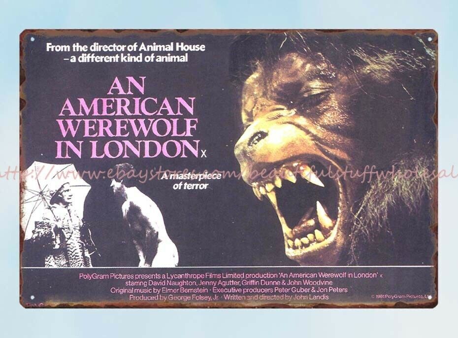 AN AMERICAN WEREWOLF IN LONDON horror sci fi movie poster metal tin sign design