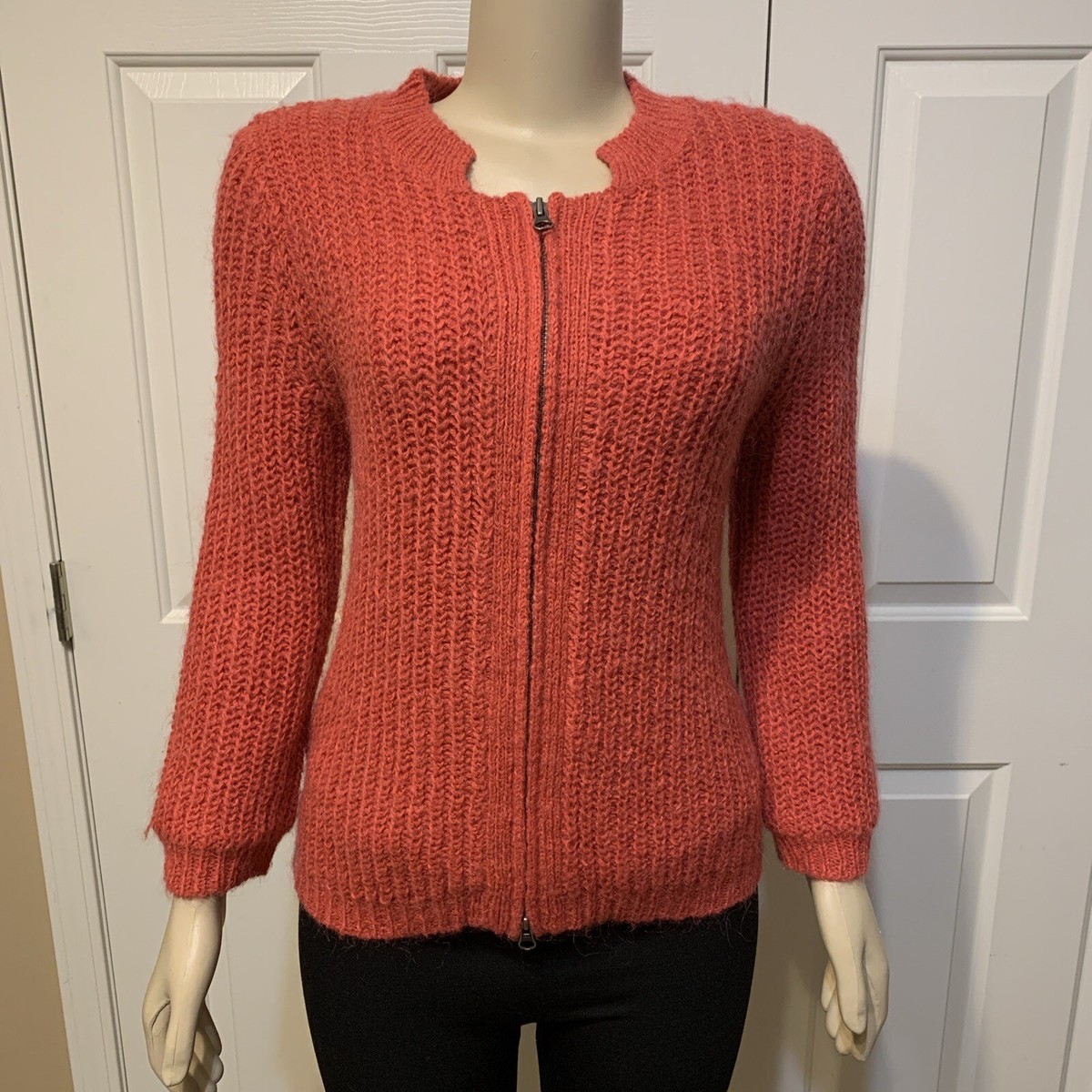 Cabi Salmon Pink Full Zip Lined Cardigan Sweater Women's Size Medium Style  620