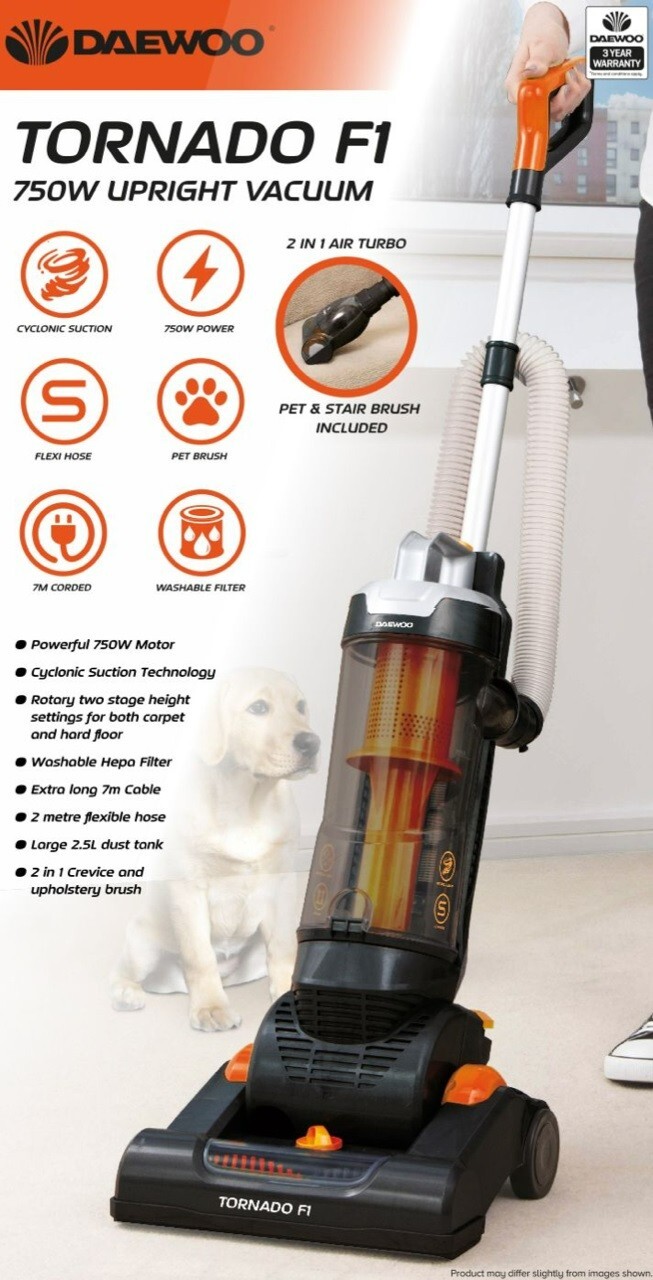 Daewoo Tornado F1 Bagless Upright Vacuum Cleaner 750W HEPA Cyclonic