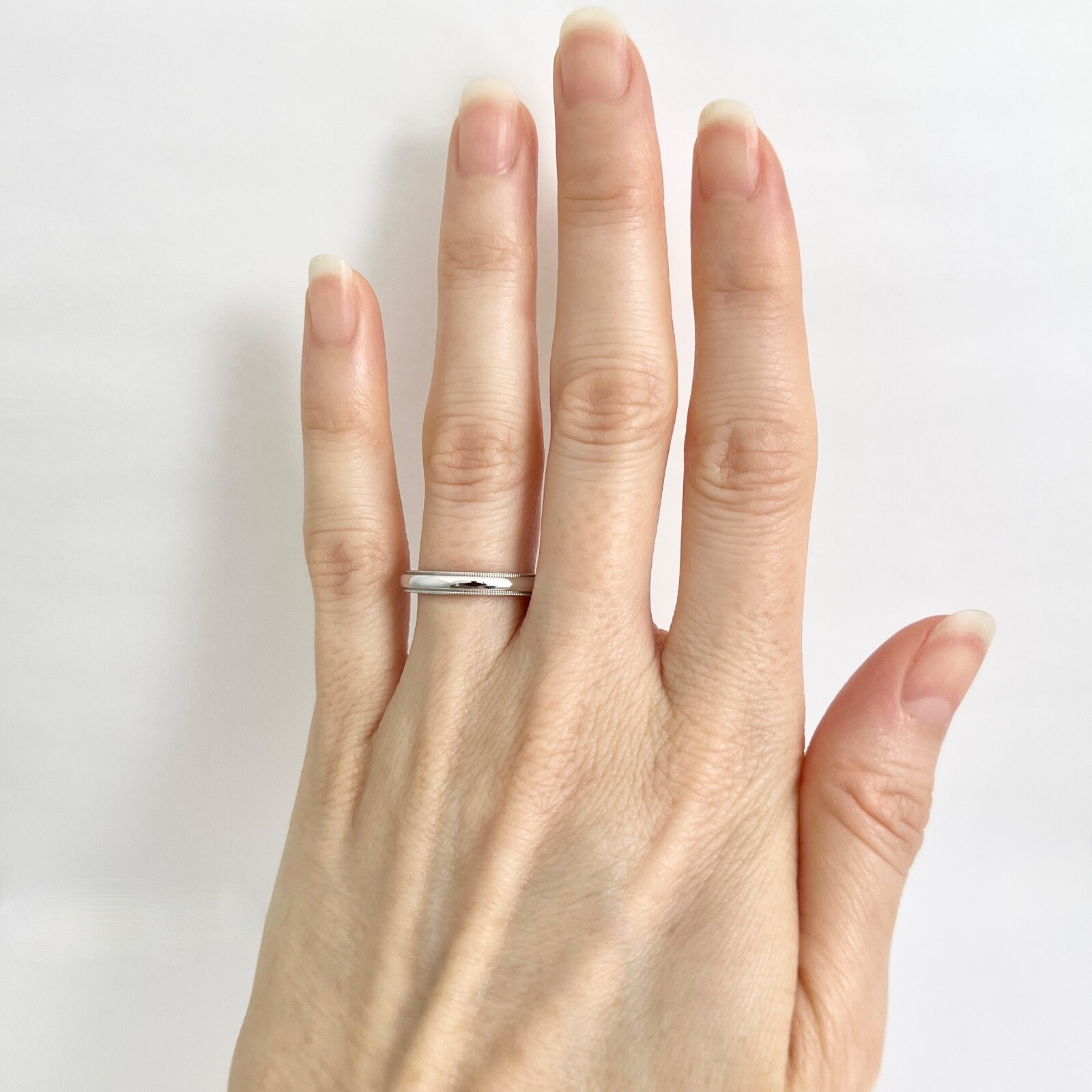 Milgrain Edge Platinum Wedding Band Ring, Size 6, 3 mm