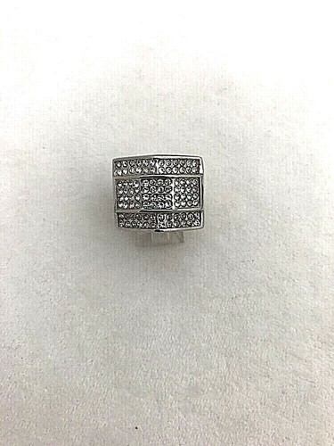 Stainless Steel CZ Pave' Top Rectangular Ring ~ Size 8 1/4 - Picture 6 of 12