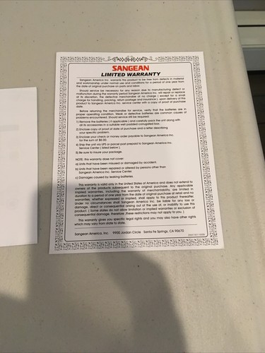 Sangean K-200 Digital Tuning Clock Radio Instructions Manual And Menu Tree Clean - Picture 5 of 5