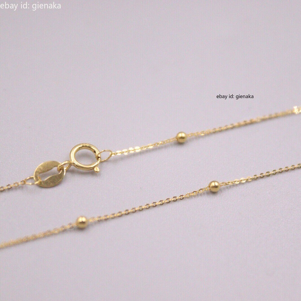 Solid 18K Yellow Gold Pure Au750 Beads Full Star Chain Link