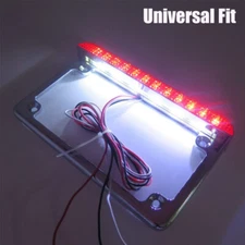 Chrome Universal Motorcycle 6" LED License Plate Frame With LED Tail Brake Light