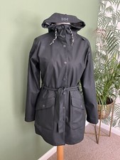 Helly Hansen Kirkwall Rain Coat Hood Waterproof Belted Womens Size M Uk 12