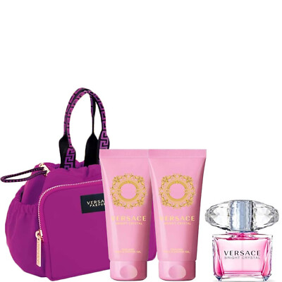 Versace Bright Crystal Eau de Toilette, Duschgel, Bodylotion & Tasche Geschenkset