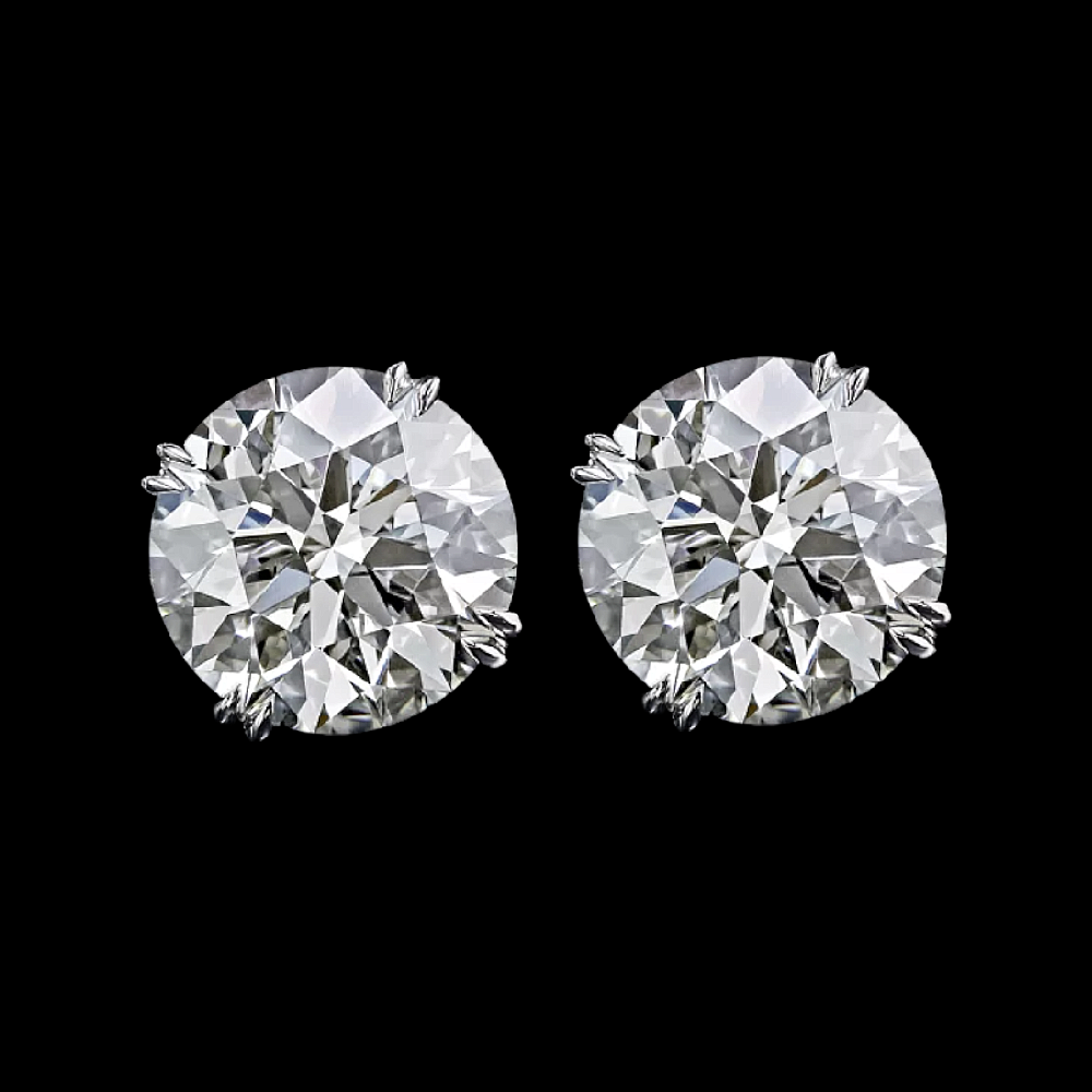 Diamond Womens Earring Round Cut 4 Carat IGI GIA Lab Grown 14k White Gold