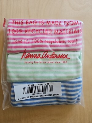 NWT Hanna Andersson HIPSTER Unders STRIPE PINK BLUE GREEN M 120 130 6-8