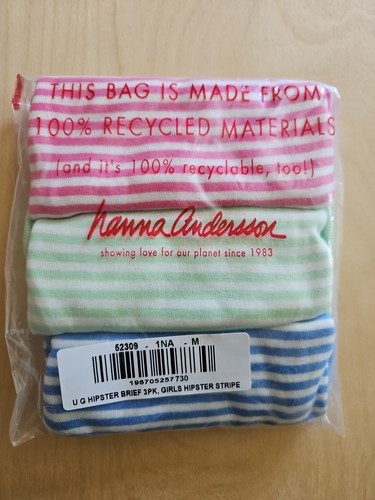 NWT Hanna Andersson HIPSTER Unders STRIPE PINK BLUE GREEN M 120 130 6-8