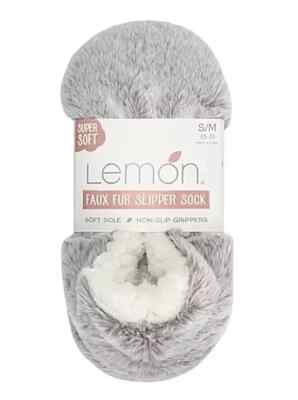 Lemon Women's Plush Slipper Socks Gray