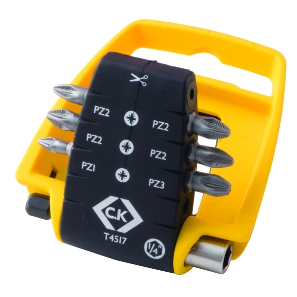 CK Tools T4517 - Screwdriver Bit Clip Set of 7 with Holder - PZ