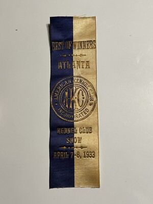 1933 Atlanta Georgia Kennel Club Show Dog Ribbon Fair Vintage AKC