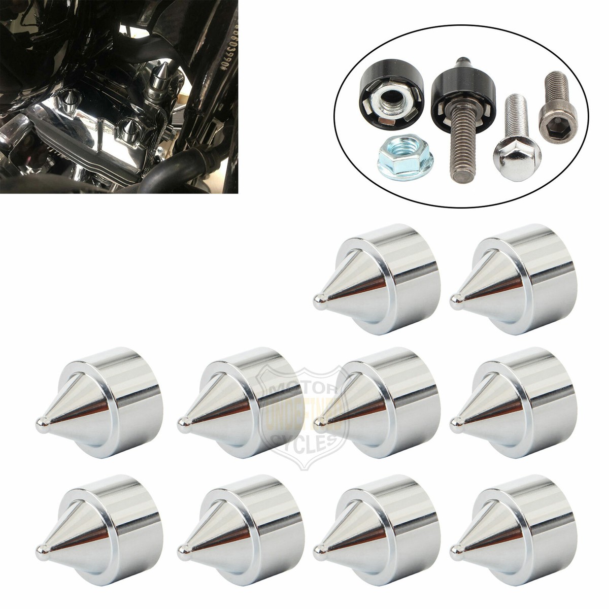 10PCS CNC Chrome Inner 11mm Schrauben Motor Bolt Topper Caps - Foto 11