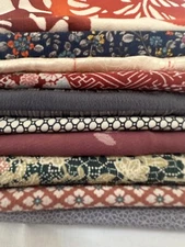 Vintage Japanese kiomono fabric Lot of 10 Bulk 2/3lb 7” x various Length v277