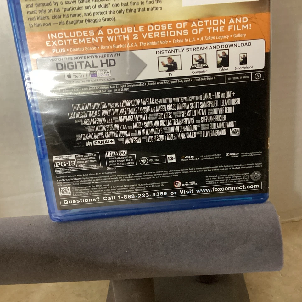 Blu-Ray +Digital HD Taken 3 DVD Theatrical And Unrated Version Deleted Scene New - Image 3 of 4