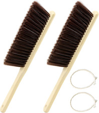 2 Pcs Wooden Dust Brush,Hand Broom with Lanyard Bench Brush with Long Wood Handl
