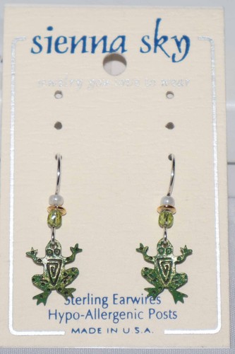 Sienna Sky Petite Frog Earrings on Sterling Earwires New Old Stock