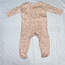 Zara Pink Knit Floral Snap Button Long Sleeve Sleepsuit Baby Girls 1-3 Months