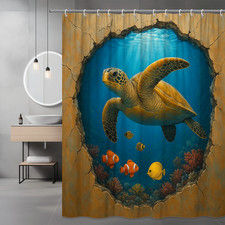 Ocean Turtle Shower Curtain - Underwater Life Decor