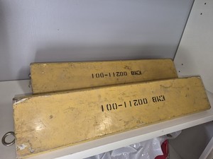 Vintage EMB Wooden Wheel Chocks Pair Aviation Yellow Blocks Airplane