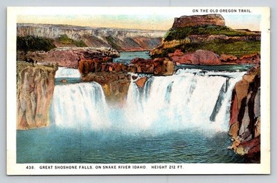 Great Shoshone Falls Snake River Idaho Old Oregon Trail Linen Postcard