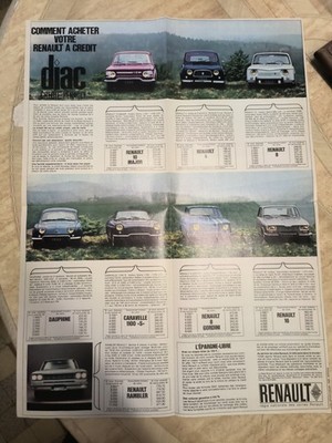 Renault Gamme 1966 - Original Prospekt DIAC / Full Range 1966 Vintage Leaflet