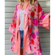 Vintage Victoria's Secret Gold Label Women's Floral Wrap Kimono Robe One Size