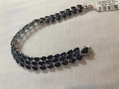 R.H. Macy & Co. Black Sapphire & Diamond Accent Triple Row Flex Bracelet