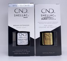 Set - 2 CND Shellac Wear Extend Base Coat 0.42 oz Duraforce Top Coat 0.5oz