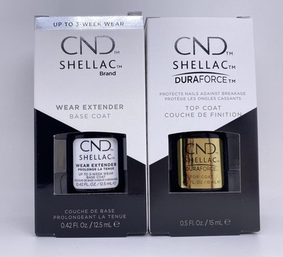 Set - 2 CND Shellac Wear Extend Base Coat 0.42 oz + Duraforce Top Coat 0.5oz