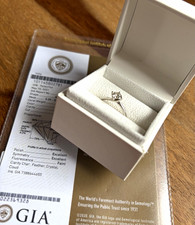 GIA DIAMOND DOSSIER Platinum 900 Round Solitaire Diamond Ring M 1/2 GIA