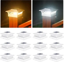VOLISUN Solar Post Cap Lights: 12 - Pack Outdoor Post Light for White/Black 4x4 