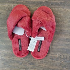 Banana Republic Womens Faux Fur Red slippers Large US 9-10 New