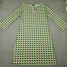 Melly M Dress Womens XL Geometric Print Green Pink Long Sleeve Stretchy USA