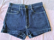 Jordache Vintage 80s Women s Dark Wash Denim Shorts Blue 5-Pocket Button Sz M