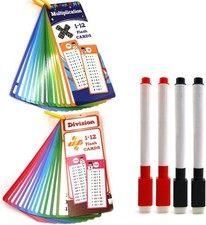 29 PCS Multiplication  Division Flash Cards with 4 Dry Erase Pens   Double-Si