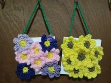 Set Of 2 Crochted Floral Wall Art